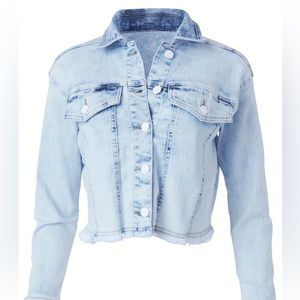 Venus Brand New Small Crop Acid Wash Denim Jacket